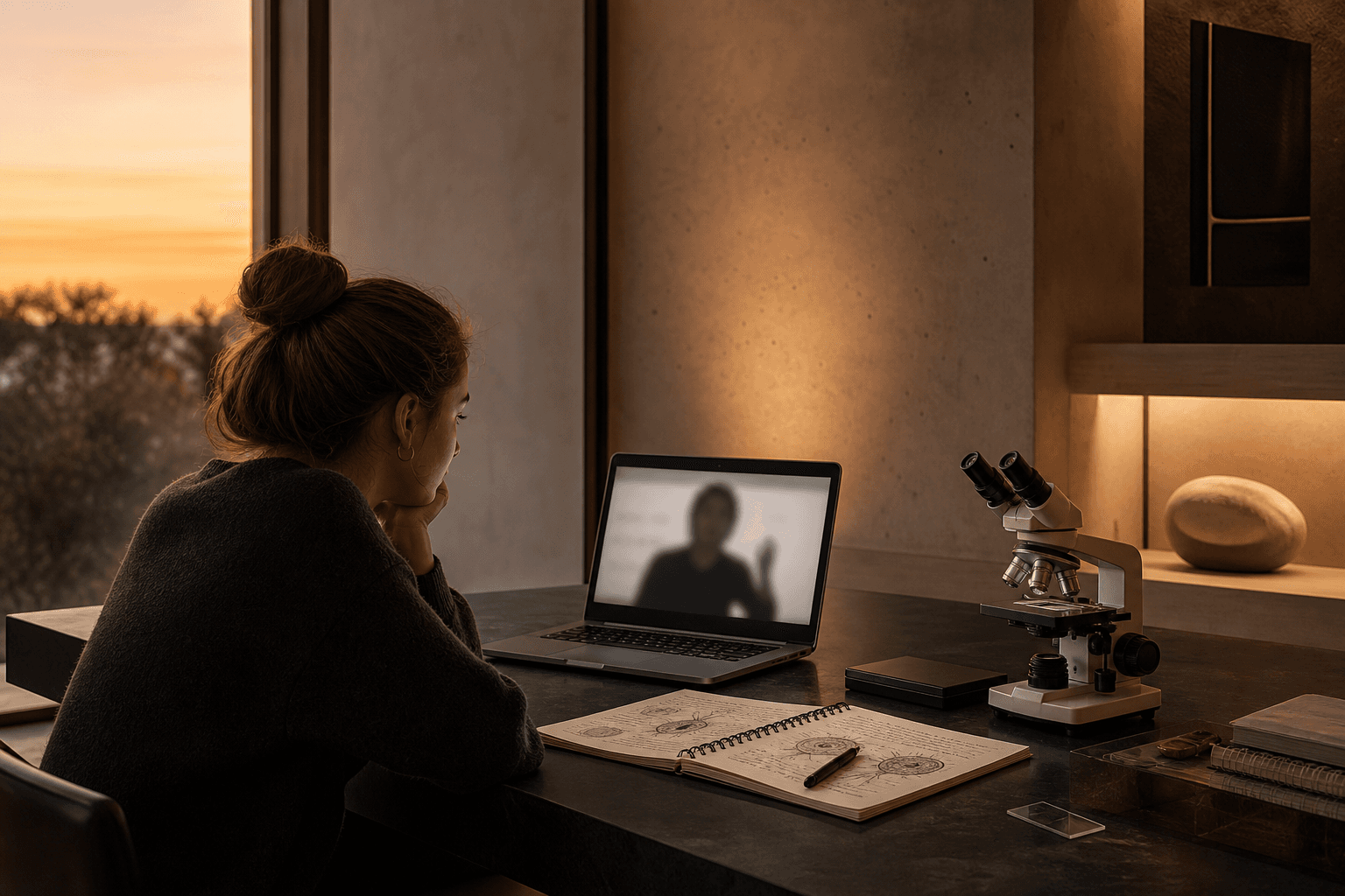 Student learning science in a calm online tutoring session